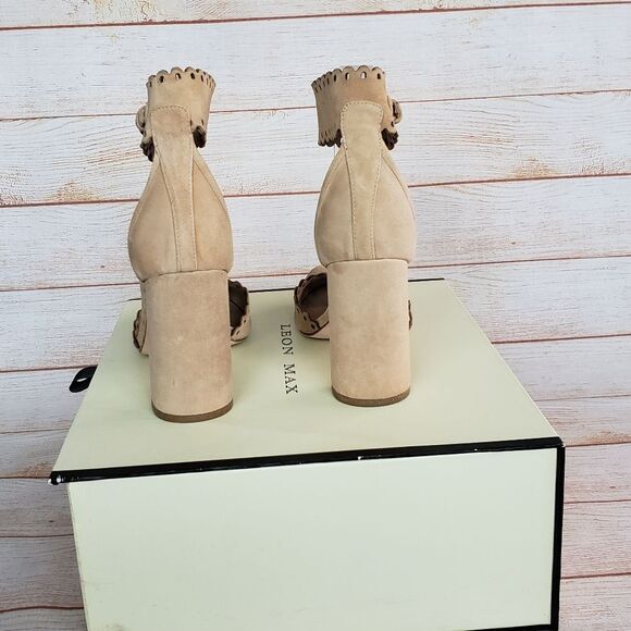 Leon Max/Max Studio Heap Kid Suede Ankle Strap Block Heel Pumps - Picture 3 of 15